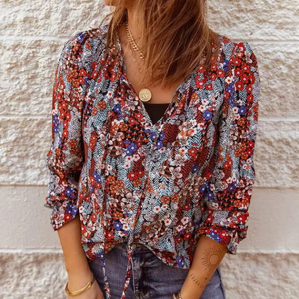 Princesse Fleurie Blouse Fleurie avec Noeud Clearance