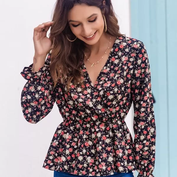 Princesse Fleurie Blouse Fleurie Coupe Péplum Cheap