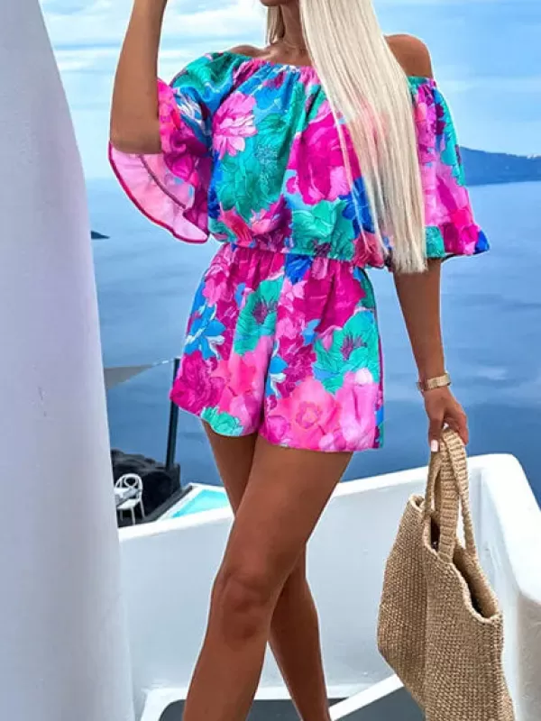 Princesse Fleurie Combishort Fleuri Col Bateau Best Sale