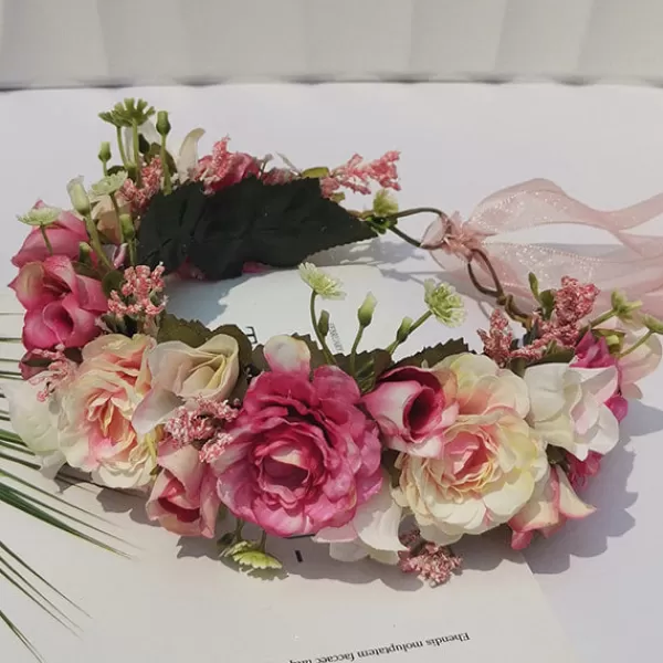 Princesse Fleurie Couronne de Fleurs Rose Hot