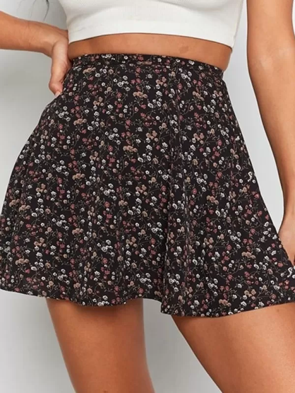 Princesse Fleurie Jupe Courte Évasée Fleurie Cheap