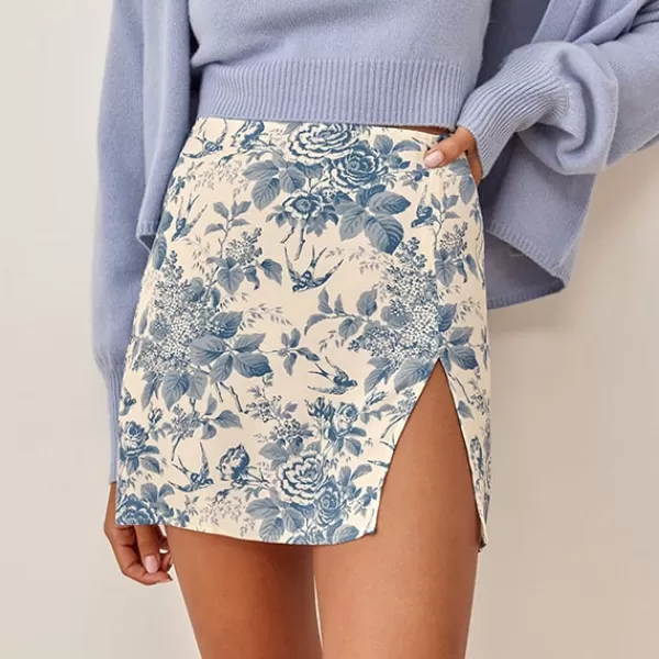 Princesse Fleurie Jupe Fleurie Courte Fendue Flash Sale