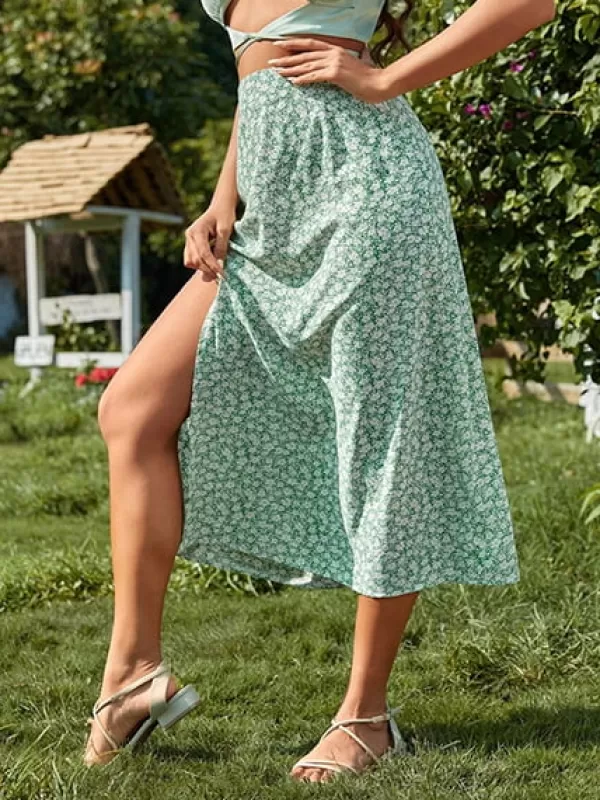 Princesse Fleurie Jupe Longue Fleurie Verte Cheap