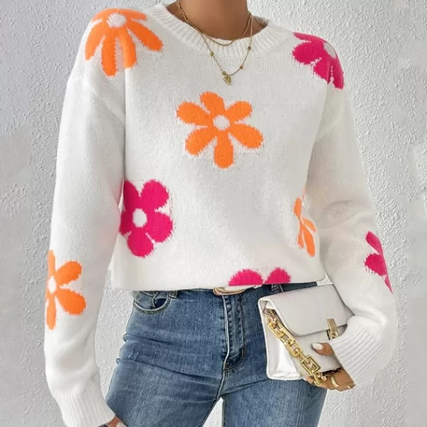 Princesse Fleurie Pull Blanc Fleuri Discount