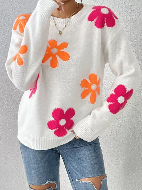 Princesse Fleurie Pull Blanc Fleuri Discount