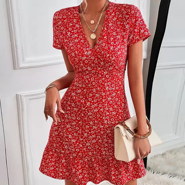 Princesse Fleurie Robe Fleurie Courte Rouge New