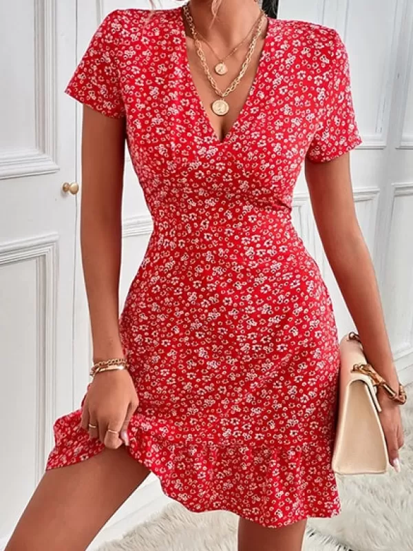 Princesse Fleurie Robe Fleurie Courte Rouge New