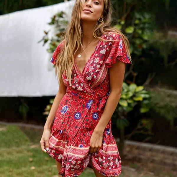 Princesse Fleurie Robe Fleurie Rouge Bohème Outlet