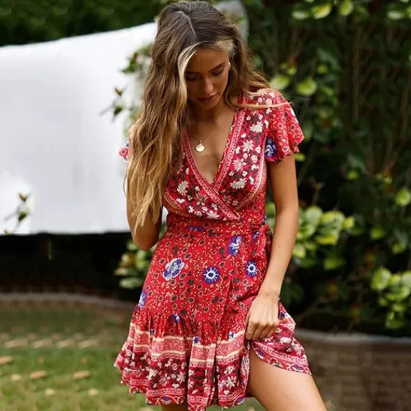 Princesse Fleurie Robe Fleurie Rouge Bohème Outlet