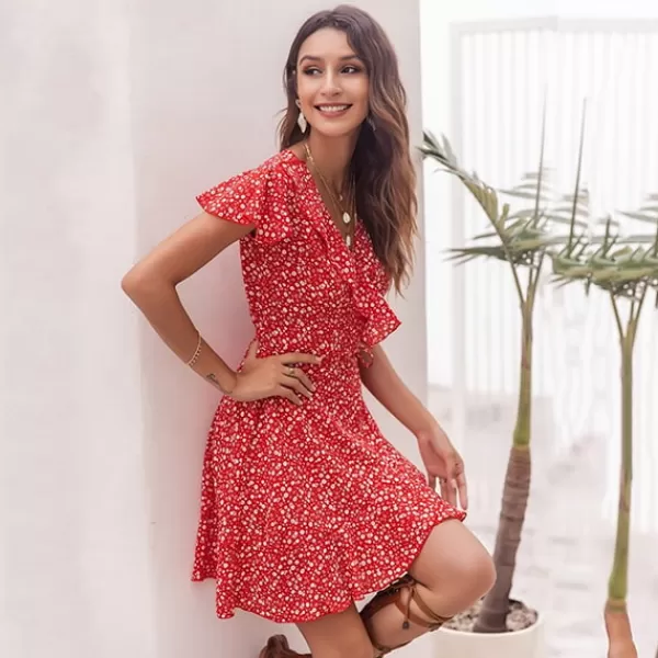 Princesse Fleurie Robe Fleurie Rouge Volants Cheap