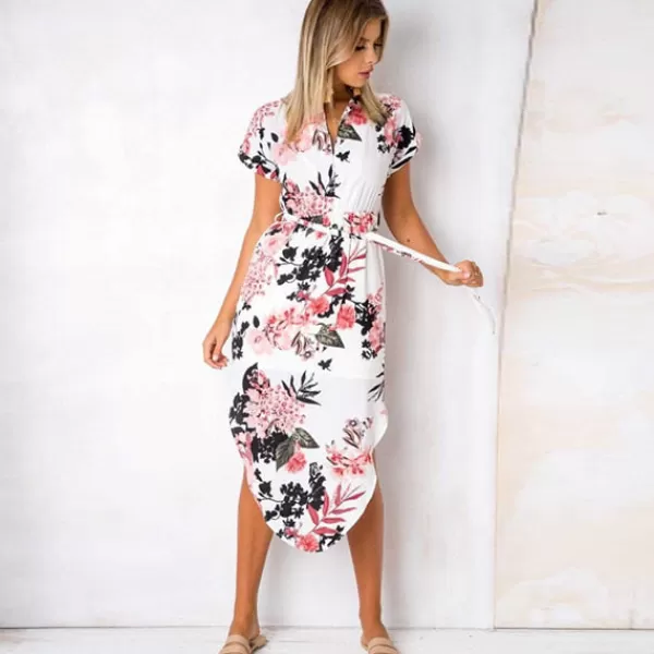 Princesse Fleurie Robe Fluide Fleurie Mi-Longue Hot