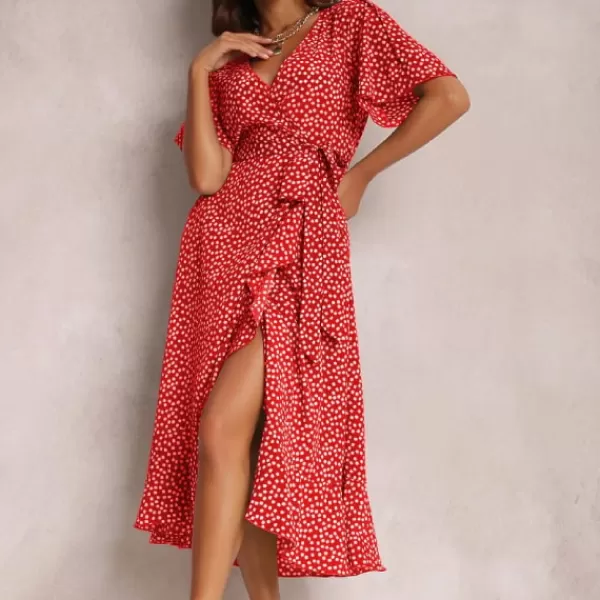 Princesse Fleurie Robe Fluide Fleurie Rouge Discount