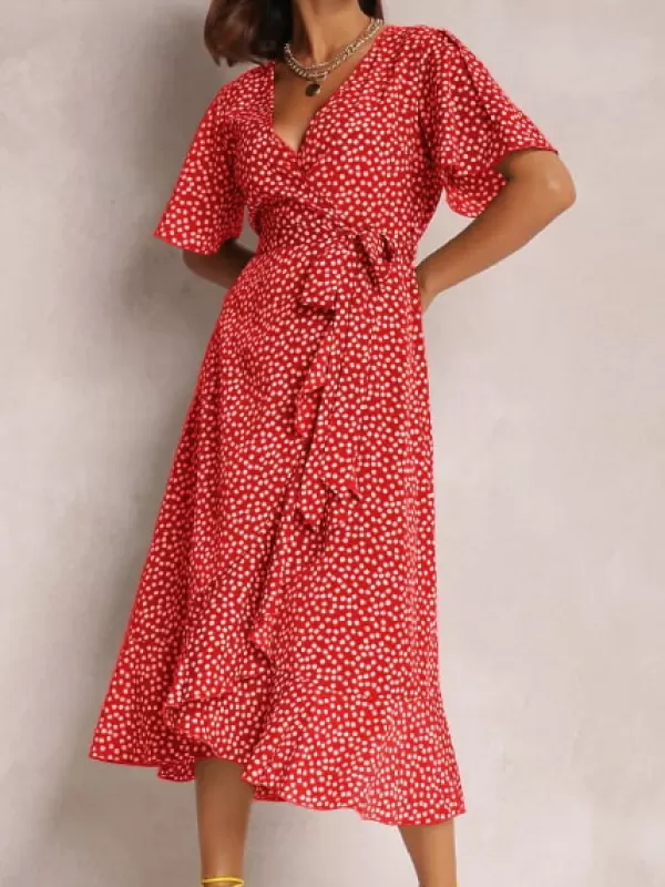 Princesse Fleurie Robe Fluide Fleurie Rouge Discount