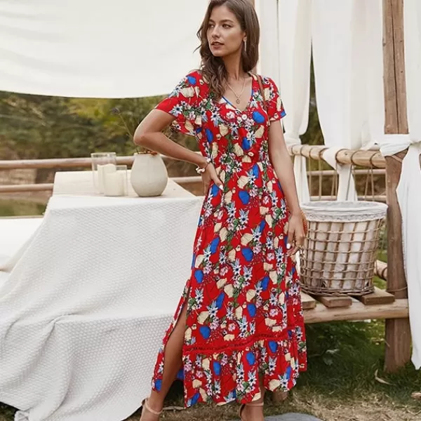 Princesse Fleurie Robe Imprimé Fleuri Rouge Best Sale