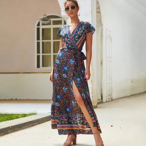 Princesse Fleurie Robe Longue Cache Coeur Fleurie Fashion