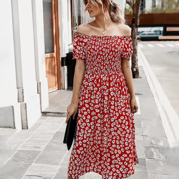 Princesse Fleurie Robe Longue Fleurie Rouge et Blanche Hot