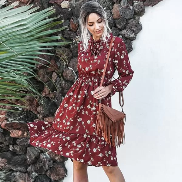 Princesse Fleurie Robe Midi Fleurie Rouge Discount