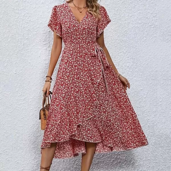 Princesse Fleurie Robe Rouge Fleurie Bohème Chic Discount