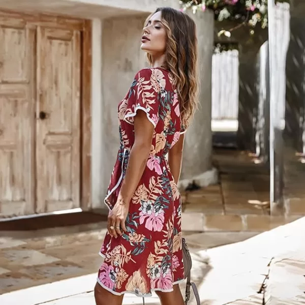 Princesse Fleurie Robe Rouge Fleurie Plage Best Sale