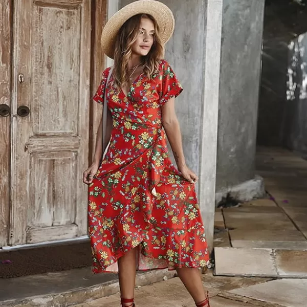Princesse Fleurie Robe Été Fleurie Rouge Flash Sale