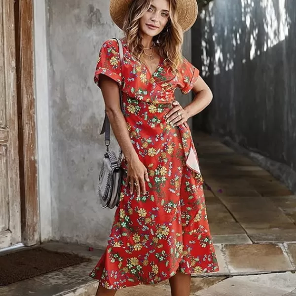 Princesse Fleurie Robe Été Fleurie Rouge Flash Sale
