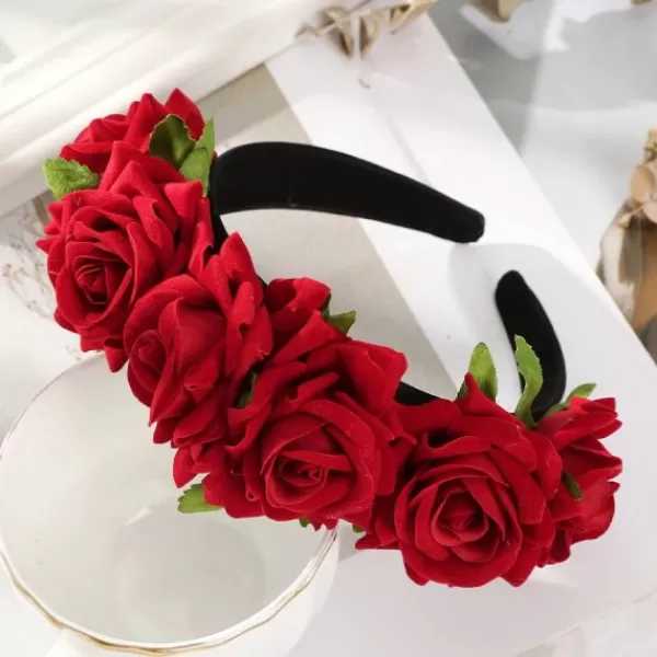 Princesse Fleurie Serre-Tête Fleur Rouge Hot