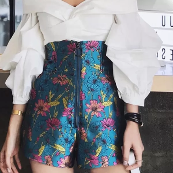 Princesse Fleurie Short Élégant Motif Fleuri Shop